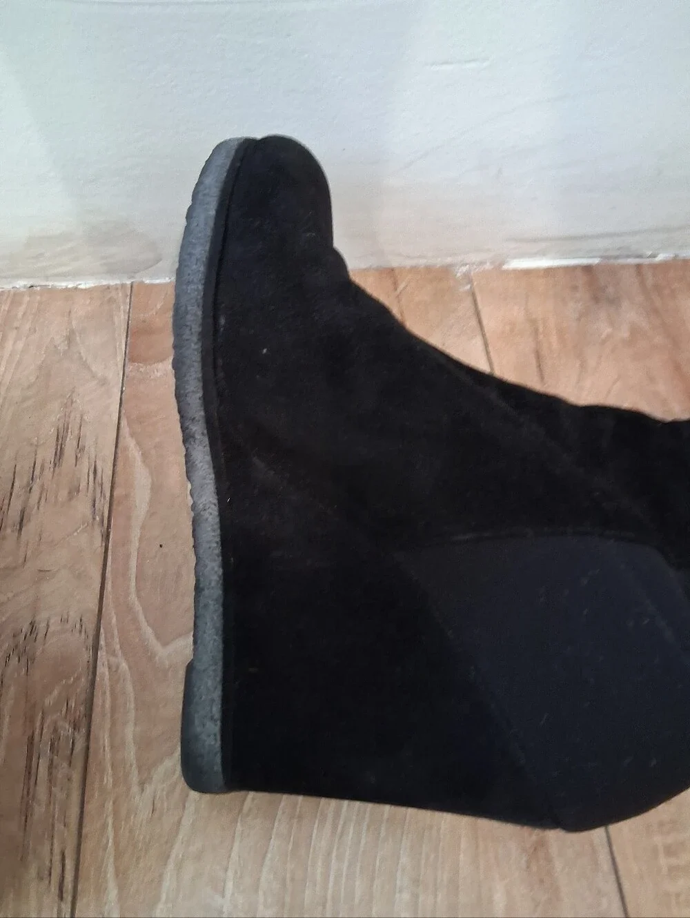 Stuart Weitzman Black Suede Over-the-Knee Wedge Boots